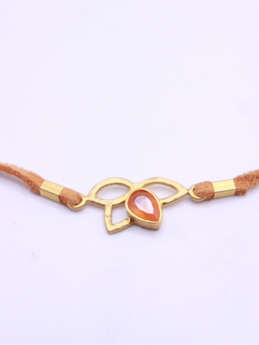 Satya Jewelry Retired Gold and Orange Gemstone Lotus Pendant Necklace 19”
